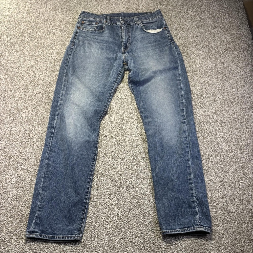 Levis 502 Premium Jeans Mens 32x32 Blue Medium Wash Tapered Stretch Denim - Picture 4 of 10